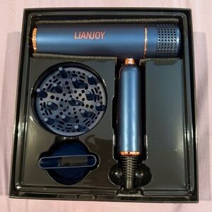 New Foldable Hair Dyer Blue Lightweight 2 Heat Settings Includes Travel Bag